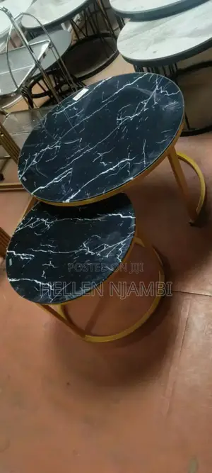 Marble Nesting Coffee Table (Glass Effect) Black