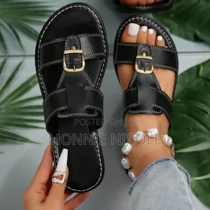 Black Leather Sandals. Summer