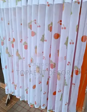 Kitchen Fruit Themed Translucent Eyelates Curtains