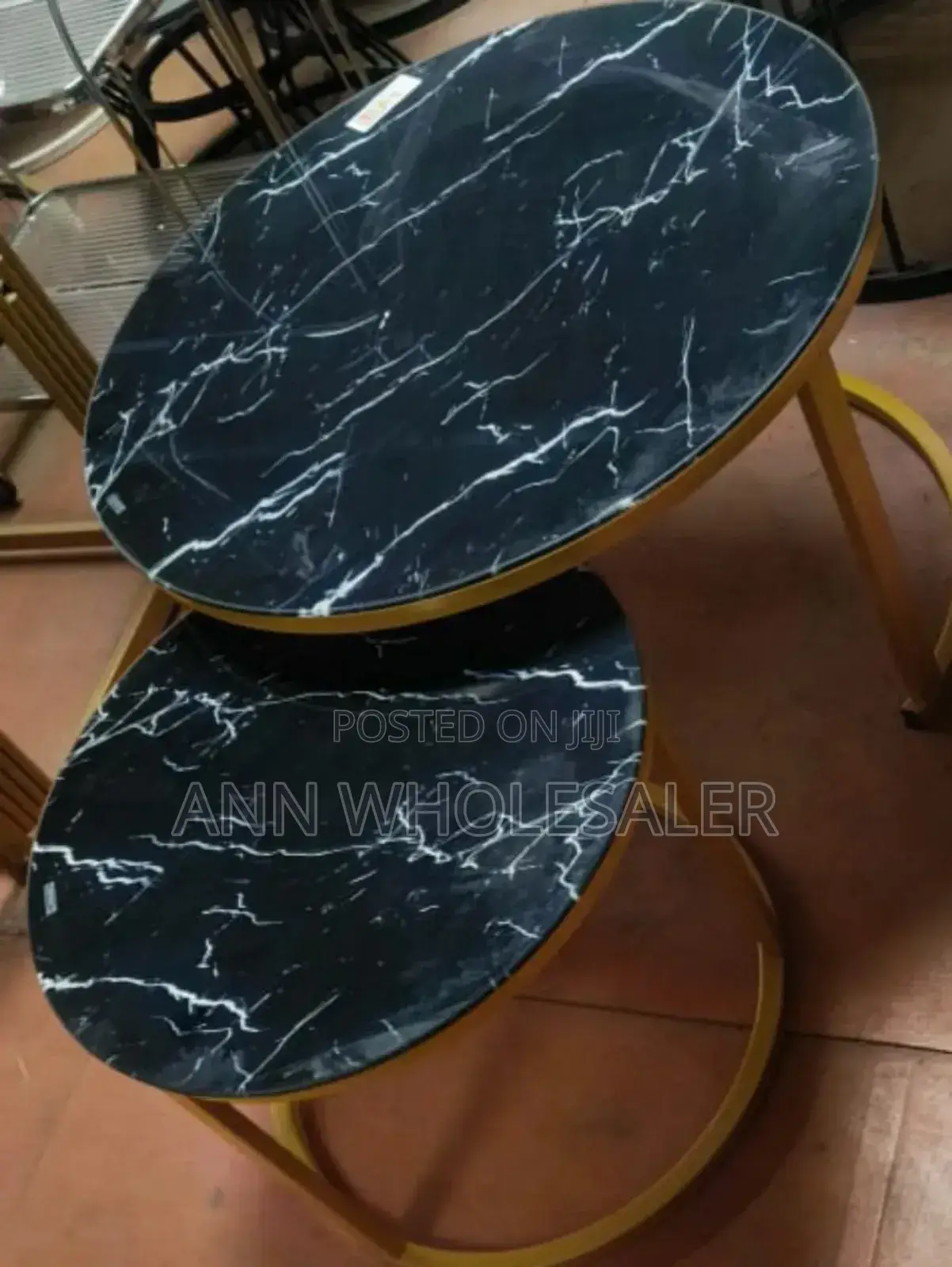 Marble Nesting Coffee Table (Glass Effect) Black M(E6
