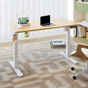 Office Tables: 160cm Natural Steel L-Shaped Standing Desk