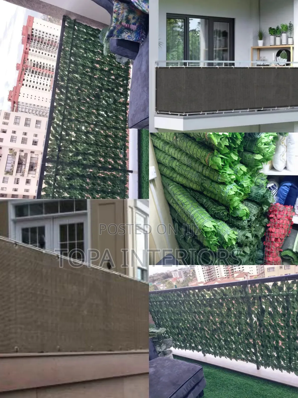 Balcony Canvas Privacy Shields and Synthetic Green Fence