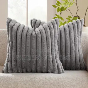 Grey Quality Velvet Ribbed Cuahion Throwpillow Covers