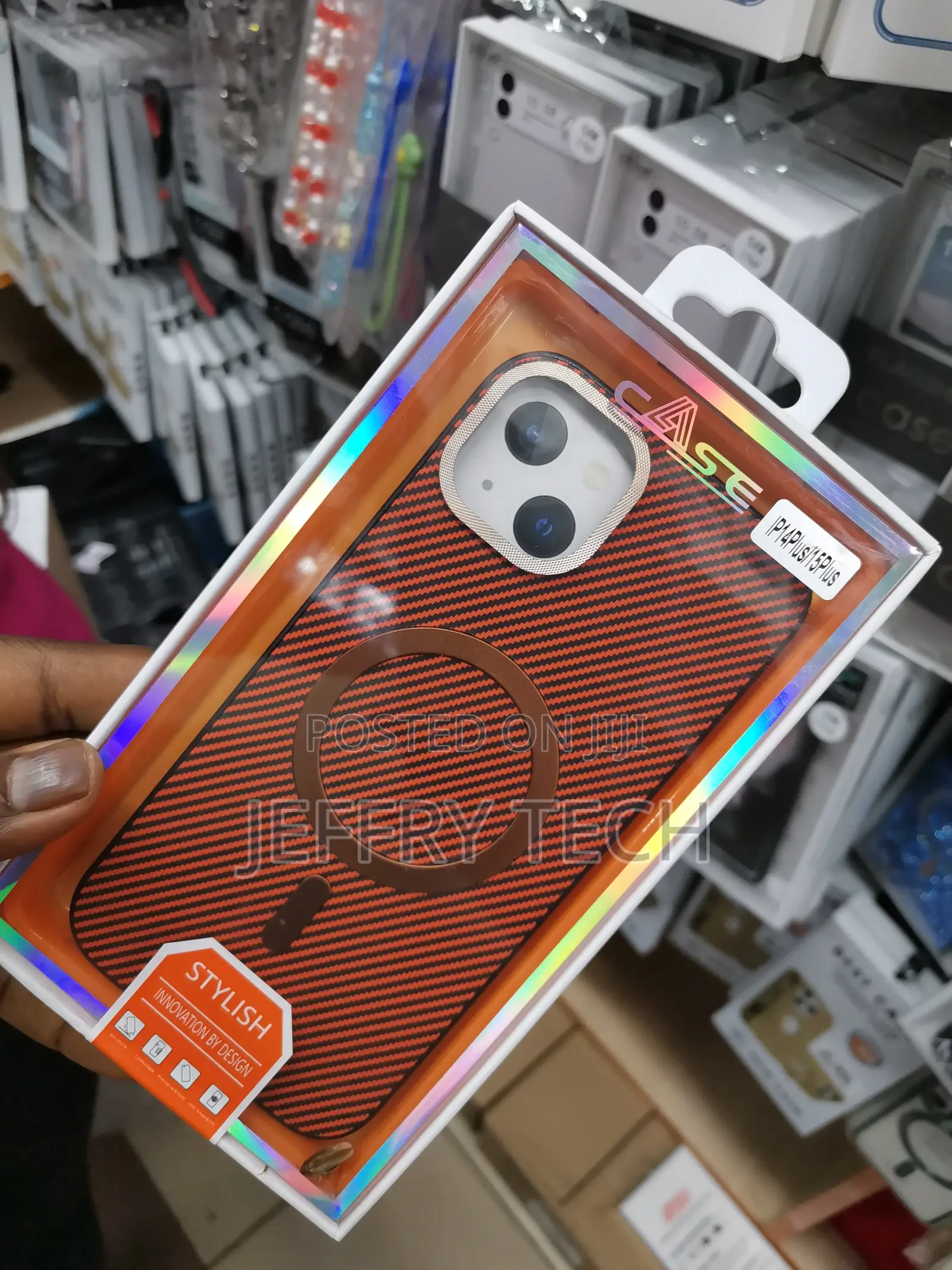 Chrome Back Designer Lining Cover for iPhone 14 Plus