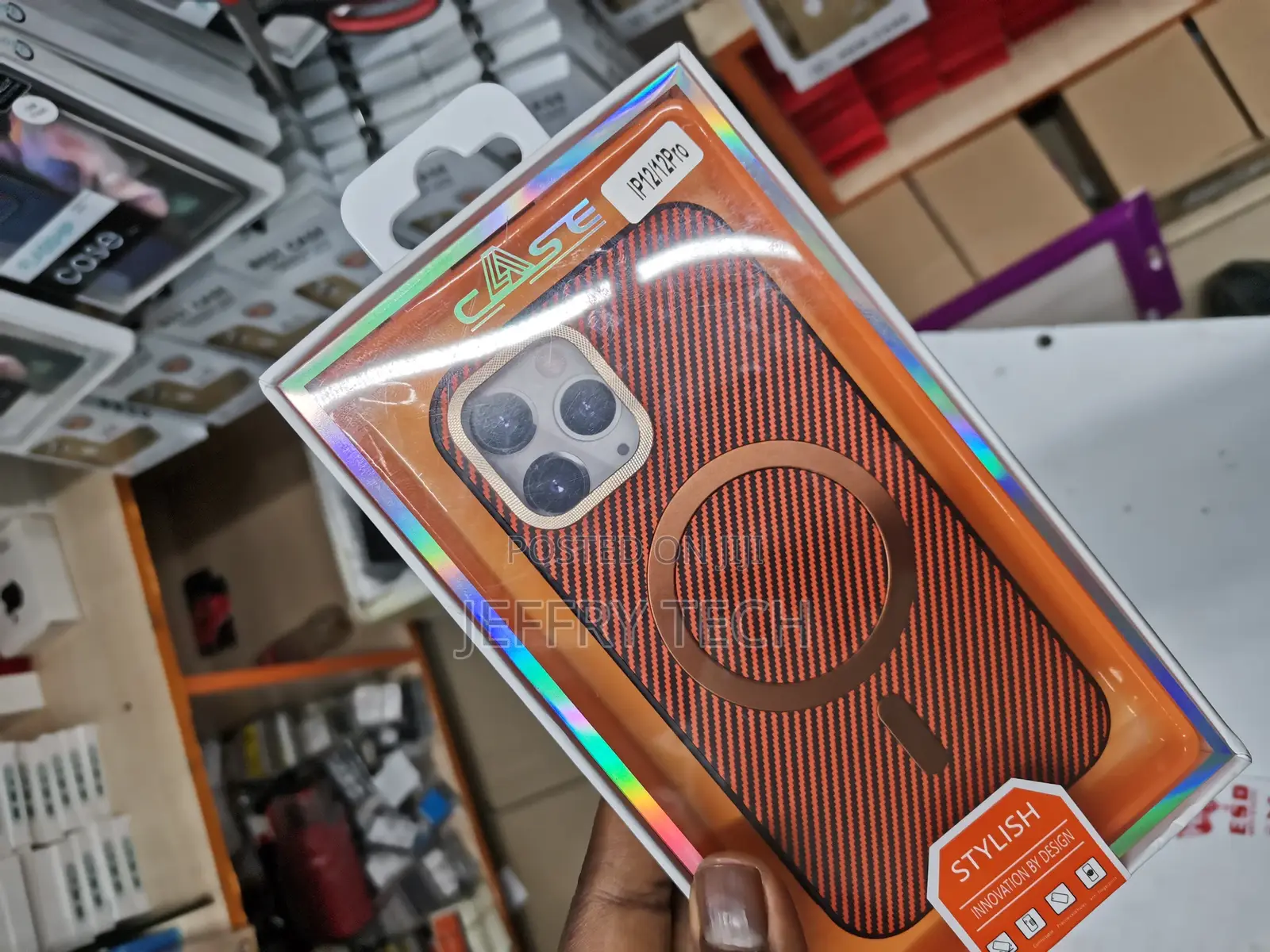 Embossed Carbon Fiber Magnetic Case - iPhone 12 Pro