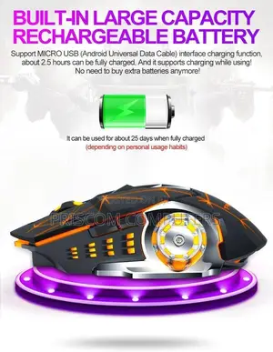 T-wolf Q13 Wireless Rechargeable Black Gaming Mouse