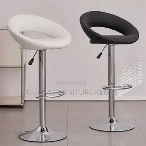 Home Chairs:Simple Midnight Black Bar Stool With Tanned Hide