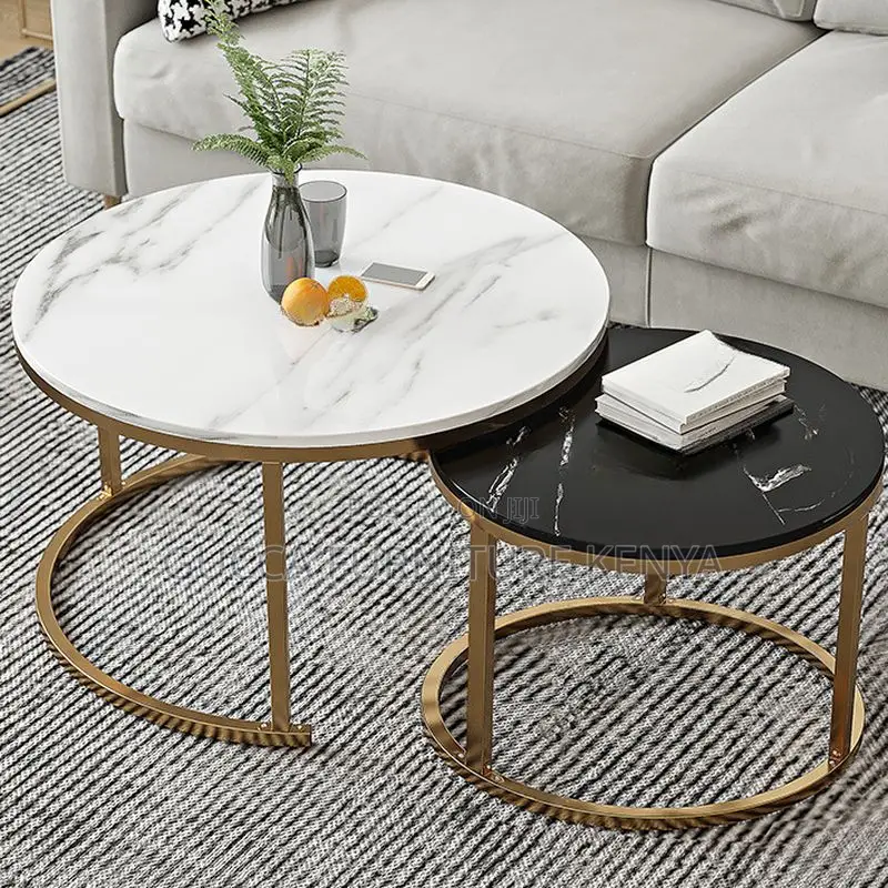 Coffee Tables: Nested Circular Side Table With Frame Base