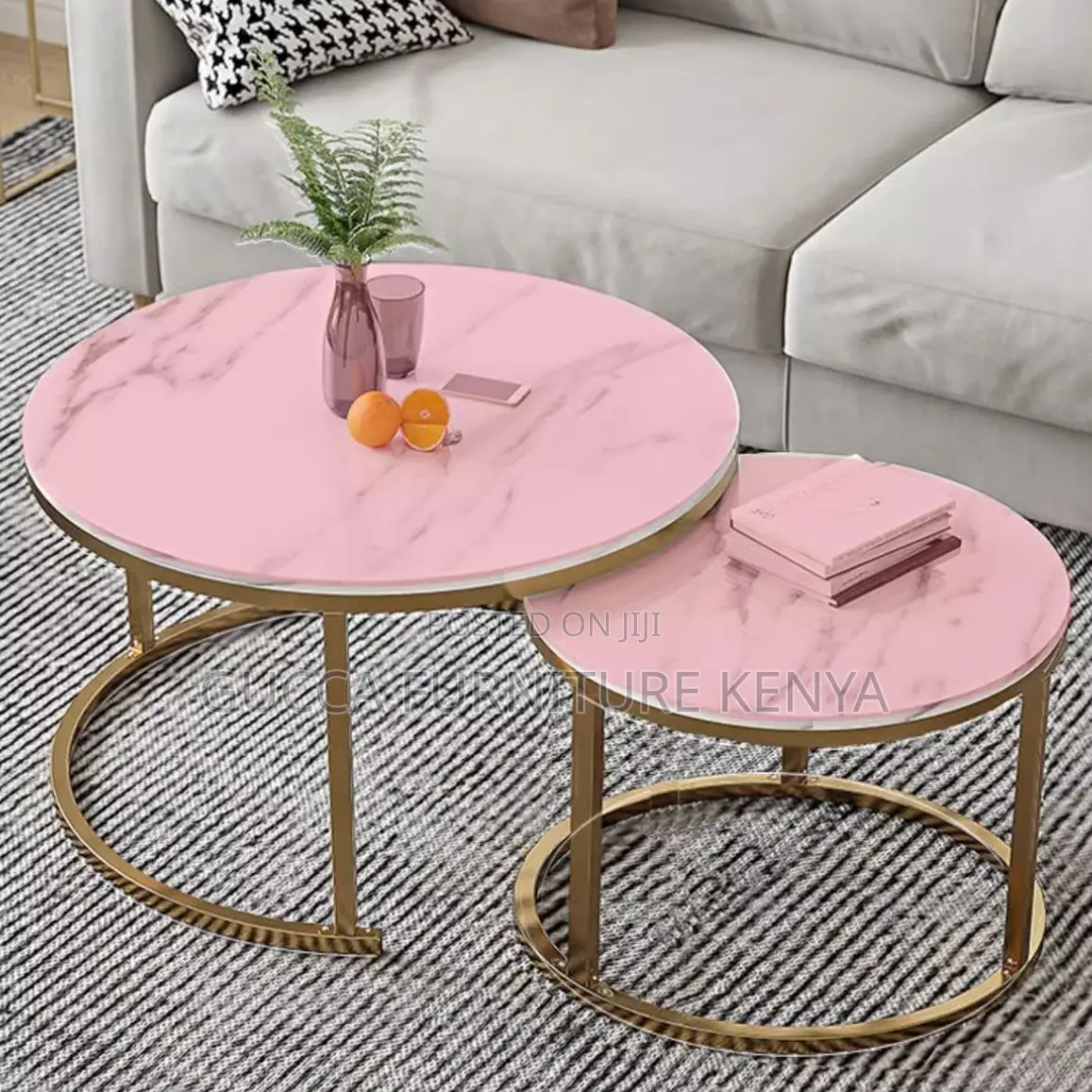 Coffee Tables: Nested Circular Side Table With Frame Base