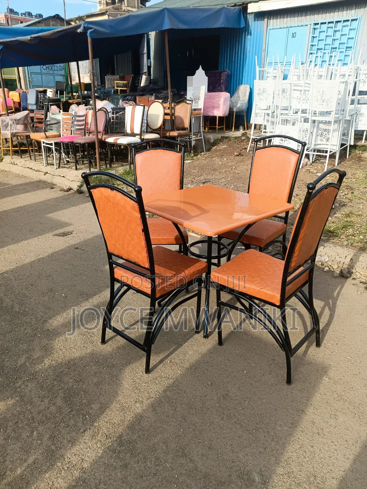 Restaurant Set, Light Brown Seats and Table 