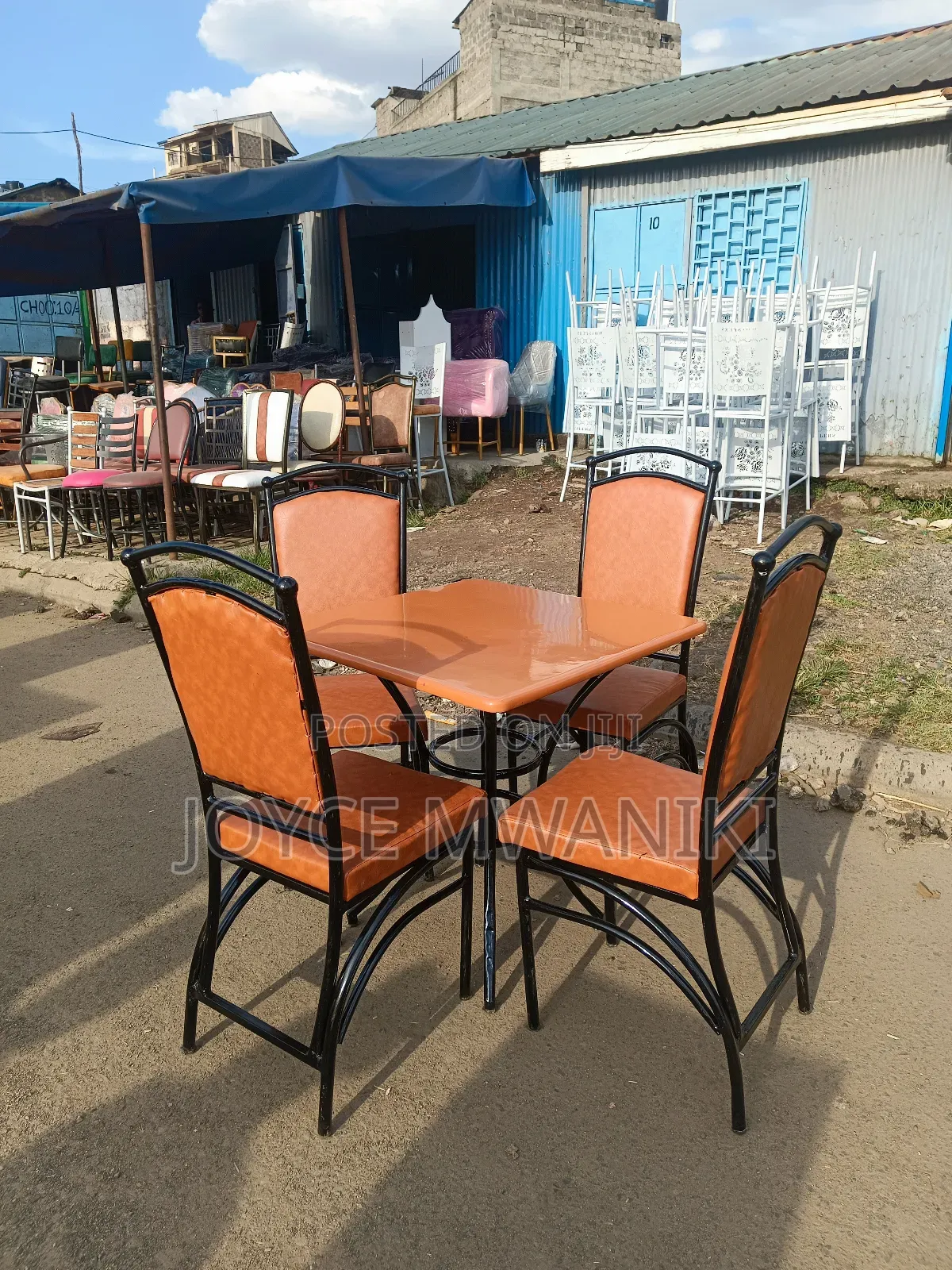 Restaurant Set, Light Brown Seats and Table 