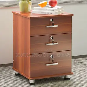 Cabinets: 3-Drawer Vertical Wood Simple Mobile Cabinet