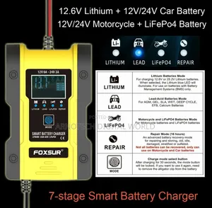 Portable Automatic Car Battery Charger 12v/24v Display