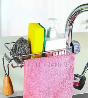 Stainless Steel Faucet Rack / Sink Tidy With Towel Rack