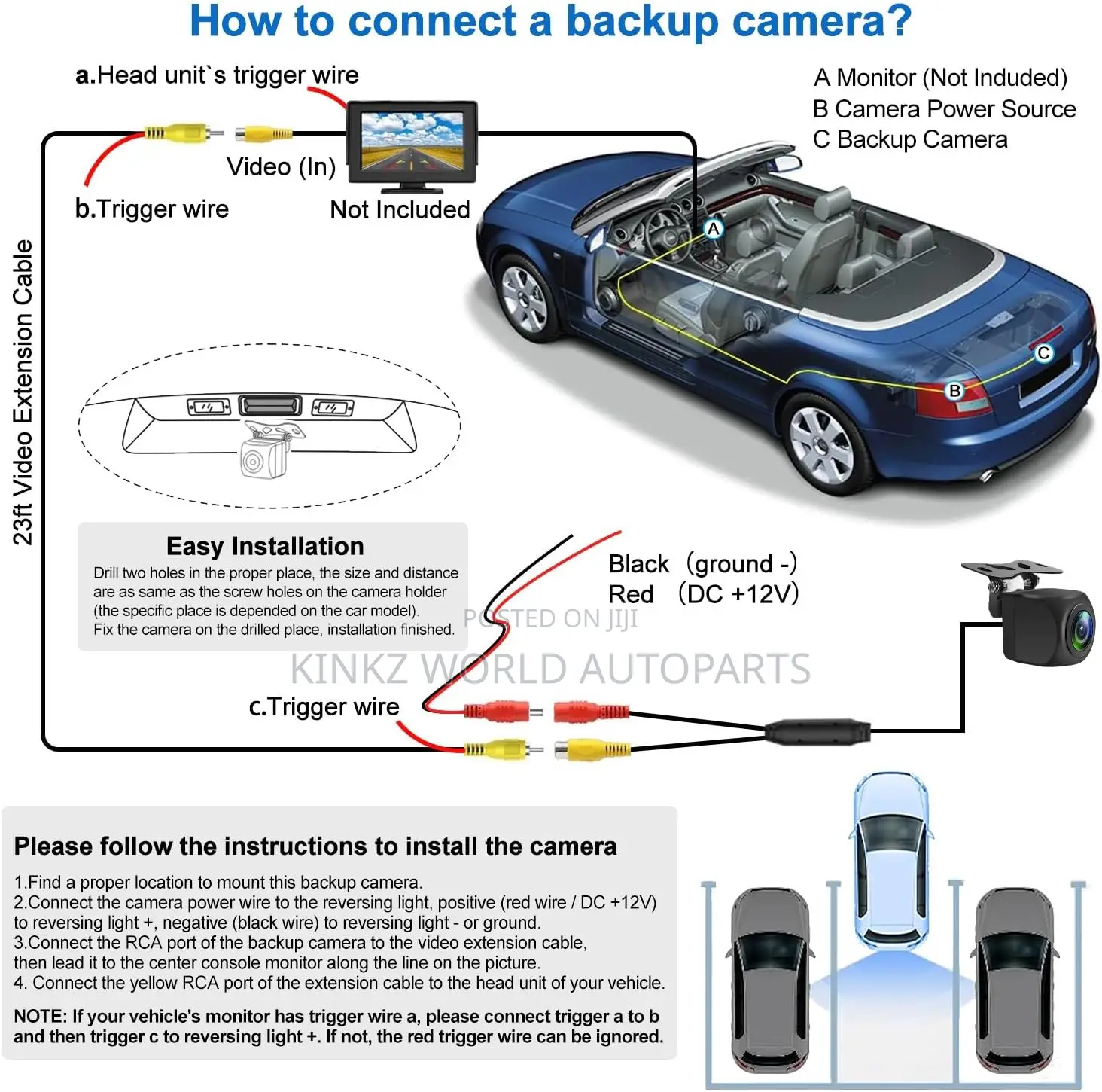 Backup Camera Wide Angle Reverse Camera - Universal Rearview