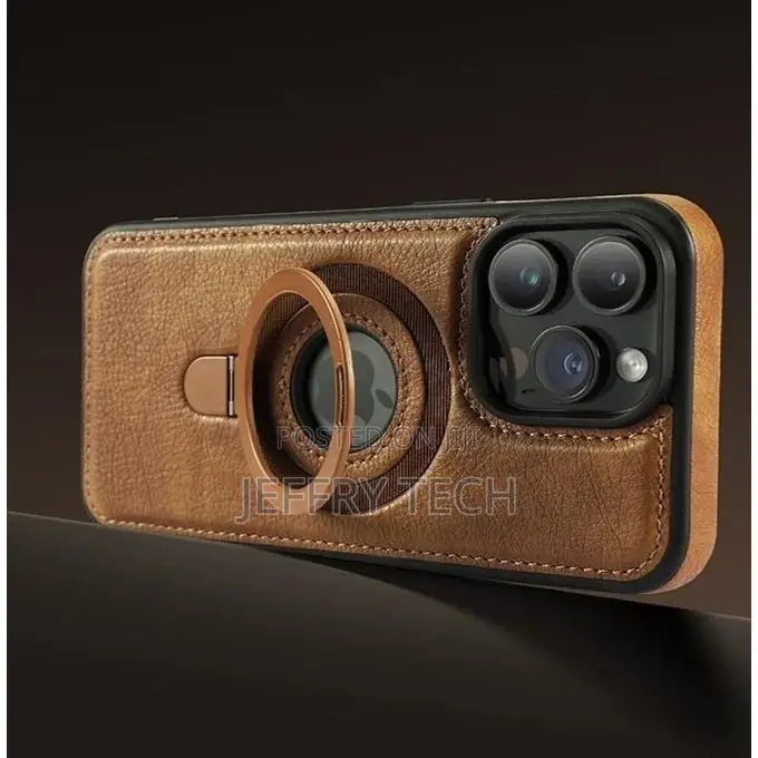 iPhone 13 Pro Max Leather Case, Magsafe, Stand Ring - Brown
