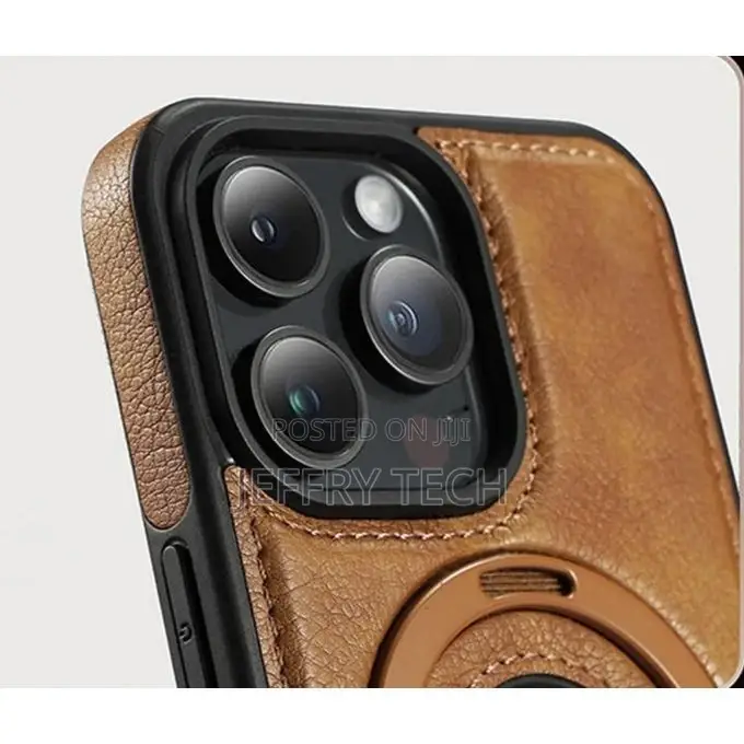 iPhone 13 Pro Max Leather Case, Magsafe, Stand Ring - Brown