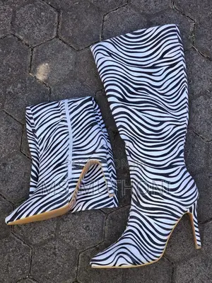 Donatella Zebra Stripes Pointed Toe Boots