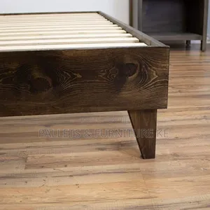 Pine Platform Bed-walnuted
