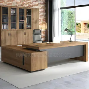 2000mm Office Table; Large Executive Desk With File Cabinet