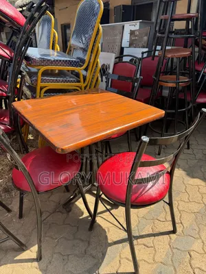 Brown Marble Square Table With  Chairs