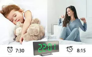 Digital Alarm Clock Bedside, Led Clock With 7" Curved Screen