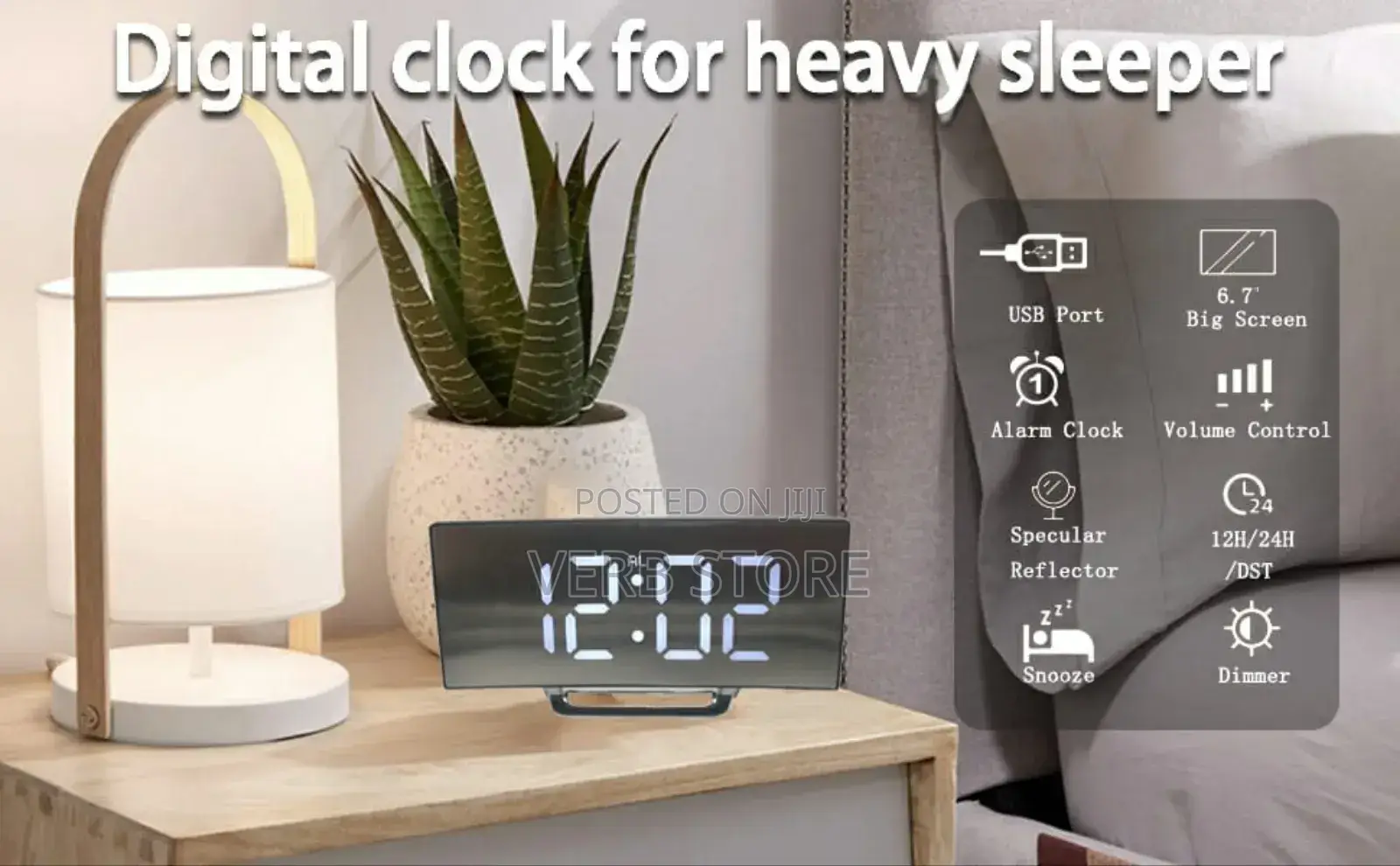 Digital Alarm Clock Bedside, Led Clock With 7" Curved Screen