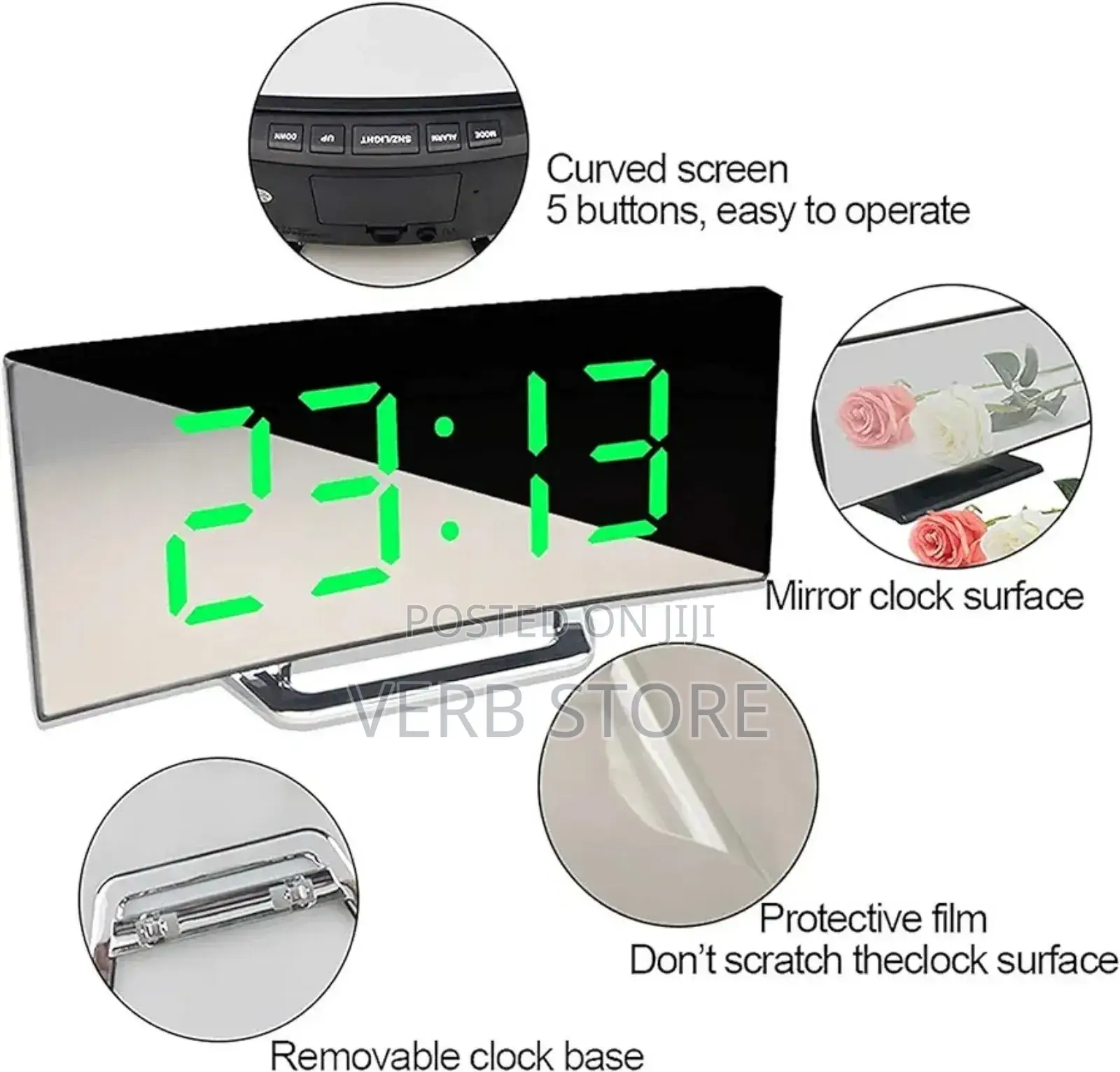 Digital Alarm Clock Bedside, Led Clock With 7" Curved Screen