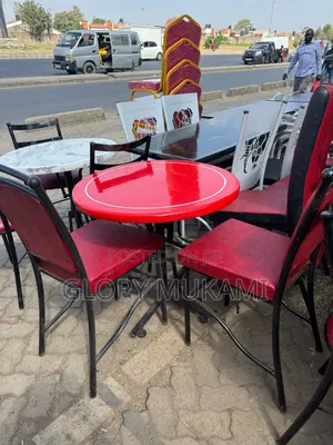 Red Restaurants Round Table And Chairs