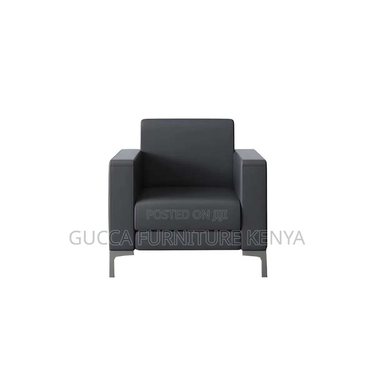 Sofas: Office Black 5-Seater Square Arm Sofa Set