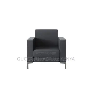 Sofas: Office Black 5-Seater Square Arm Sofa Set
