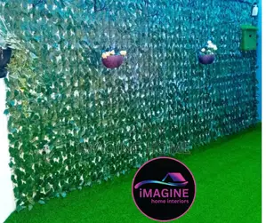 Wall Fences Witrh Artificial Green Fences and Grass Carpet