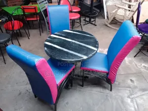 Restaurants And Bar Blue Chairs And Round Table