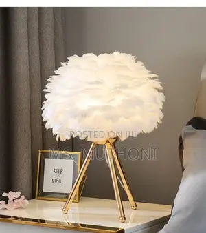 Golden Romantic Gold Goose Feather Bed Side Table Lamp