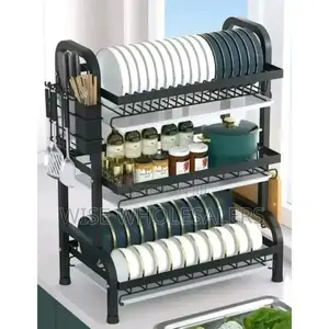 3 Layer Black Metallic Dish Rack