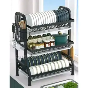 3 Layer Black Metallic Dish Rack•√°