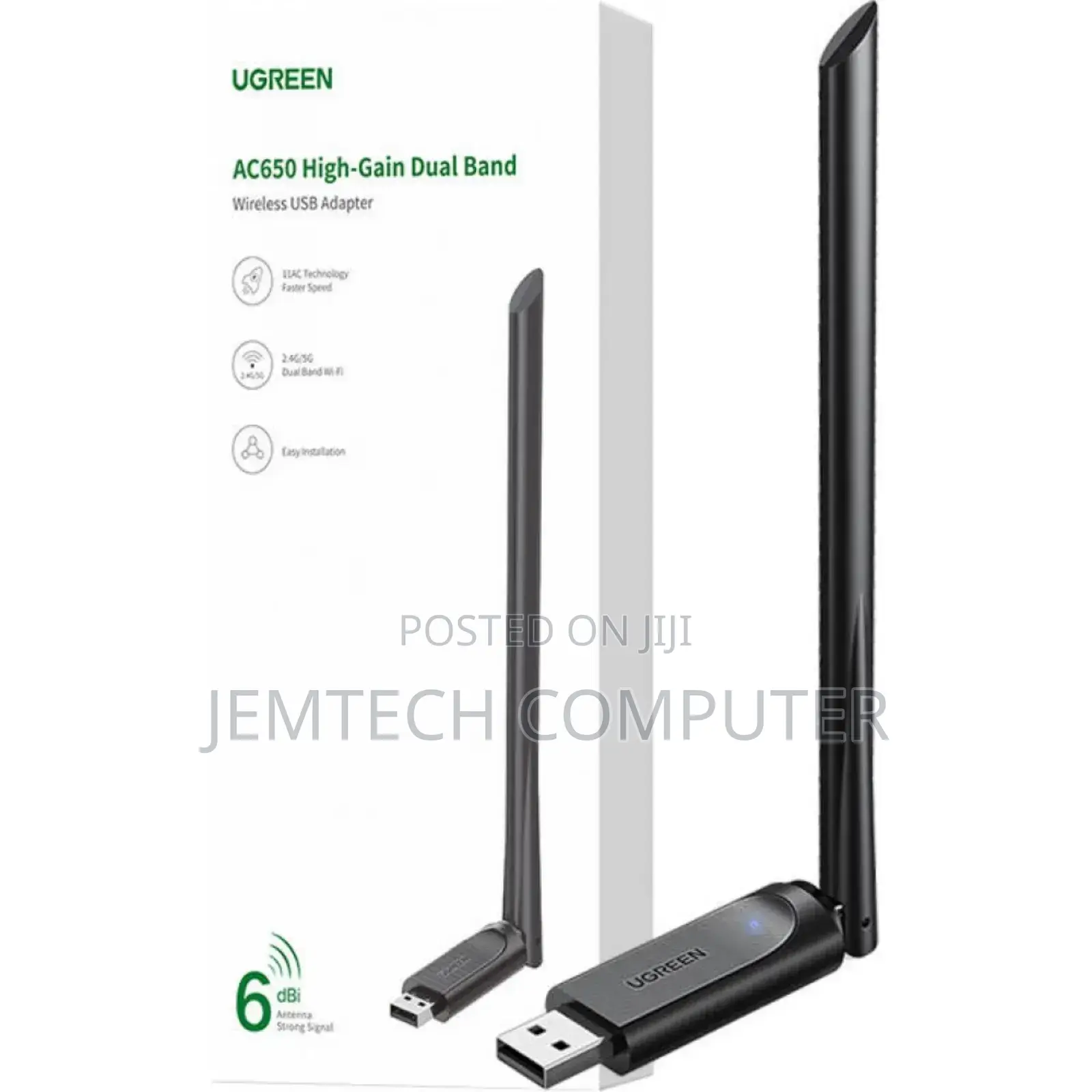 Ugreen Ac650 High-Gain Dual Band Wireless Usb Adapter