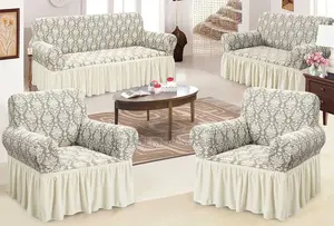 White Jacquared Stretchable Sofa Cover
