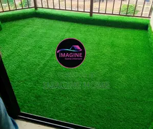 House Floor Balcony Space With Artificial Green Grass Carpet