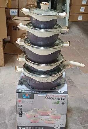 10 PCS Heavy Bv Ceramic Cookware Set- Brown