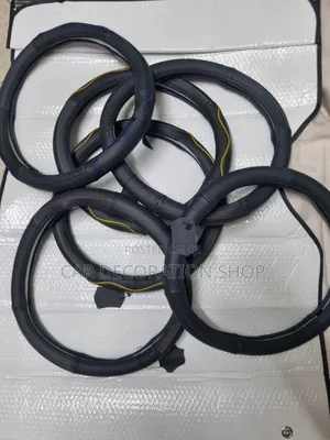 Heavy Black Leather Steering Covers