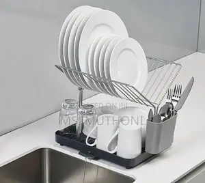 2 Tier Self Draining Dish Drainer Rack