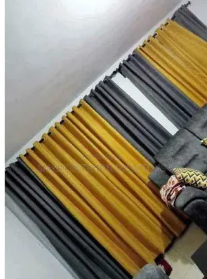 Mustard and Grey Curtains