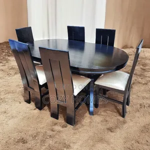 Dining Set, a Decent Shiny Black 6 Seater Dining Table