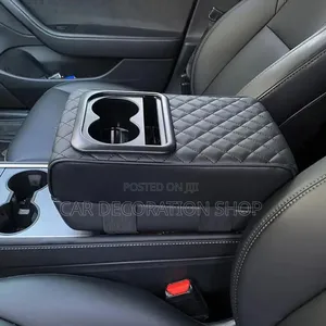 Black Leather Armrest Clip on Cover Top With Cupholder