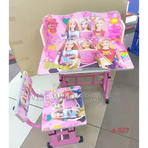 Pink Kids Tables Adjustable Wooden Kids Study Table