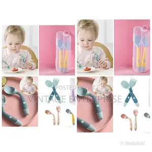 2pcs Baby Blendable Silicon Spoons Fork Set