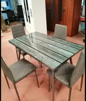 4-Chairs Gray Dining Table