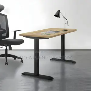 Office Tables:120cm Electric Natural Top T-Shape Base Desk