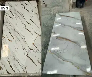 White/Brown Shade Glossy Uv Marble Sheet